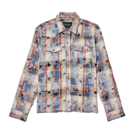 Cult Of Individuality L/S Vintage Embroidered Plaid Woven Shirt-Harvest Plaid