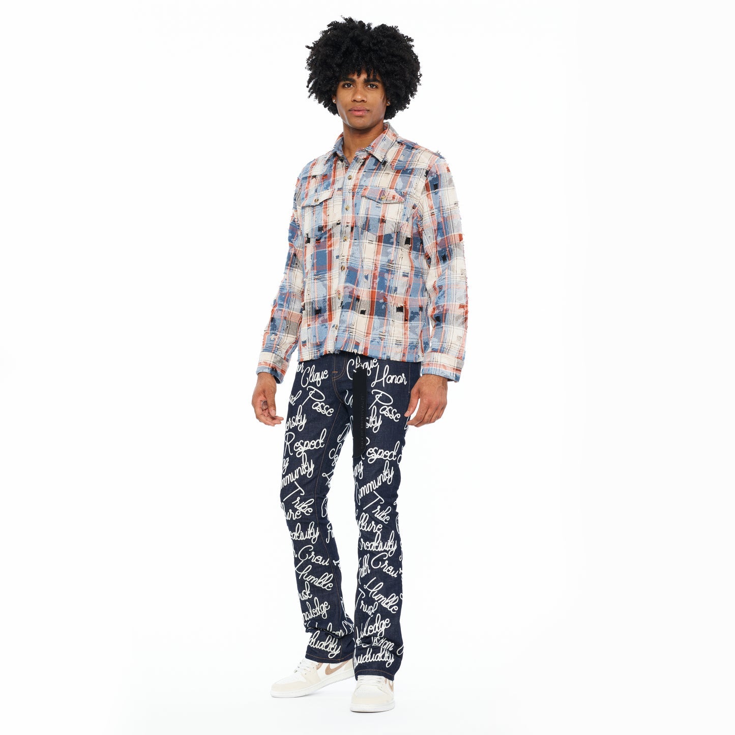Cult Of Individuality L/S Vintage Embroidered Plaid Woven Shirt-Harvest Plaid