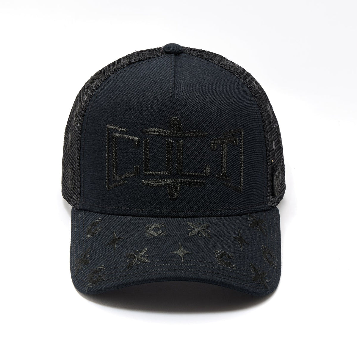 Cult Of Individuality Mesh Back Trucker Hat "Rope Logo"-Black