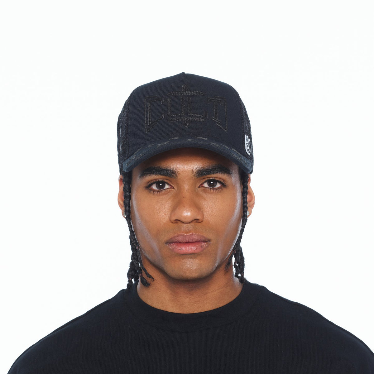 Cult Of Individuality Mesh Back Trucker Hat "Rope Logo"-Black