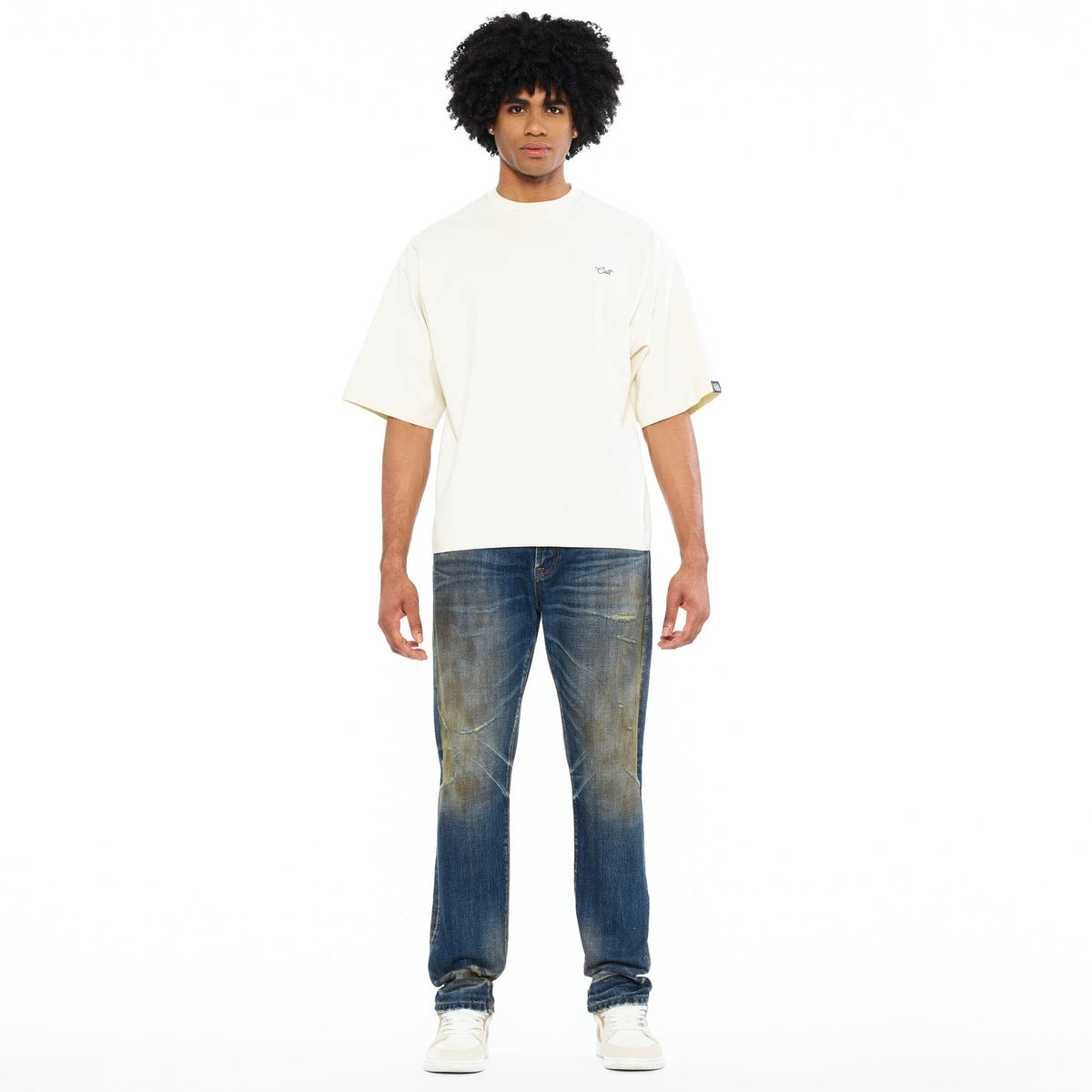 Cult Of Individuality Oversized Short Sleeve Crew Neck Tee-Winter White