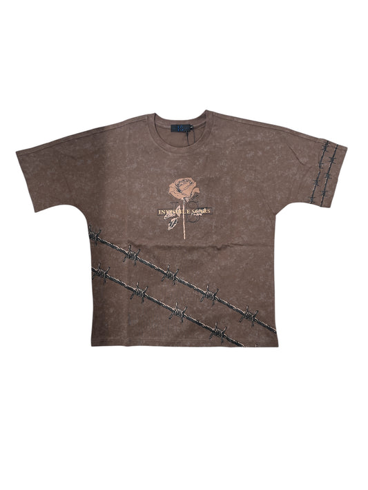 Invisible Scars Men's Relentless Box Tee-Brown