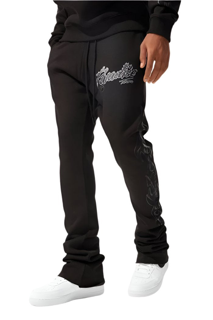 Jordan Craig Paradise Tour Stacked Sweatpants-Noir