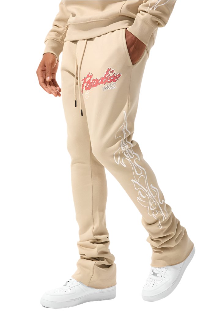 Jordan Craig Paradise Tour Stacked Sweatpants- Sand