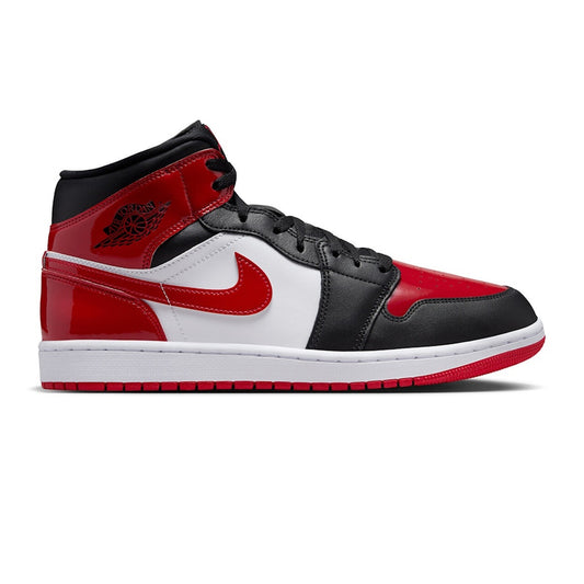 Nike Air Jordan 1 Mid SE "Patent Bred Toe" - Black / White / Varsity Red