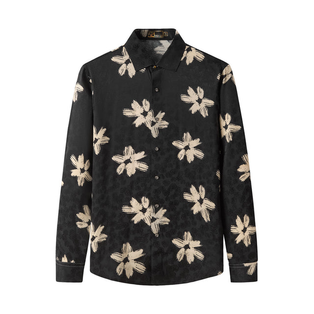 Barocco Brush Bloom Shirt-Black