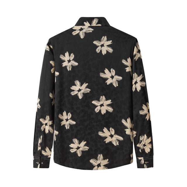 Barocco Brush Bloom Shirt-Black