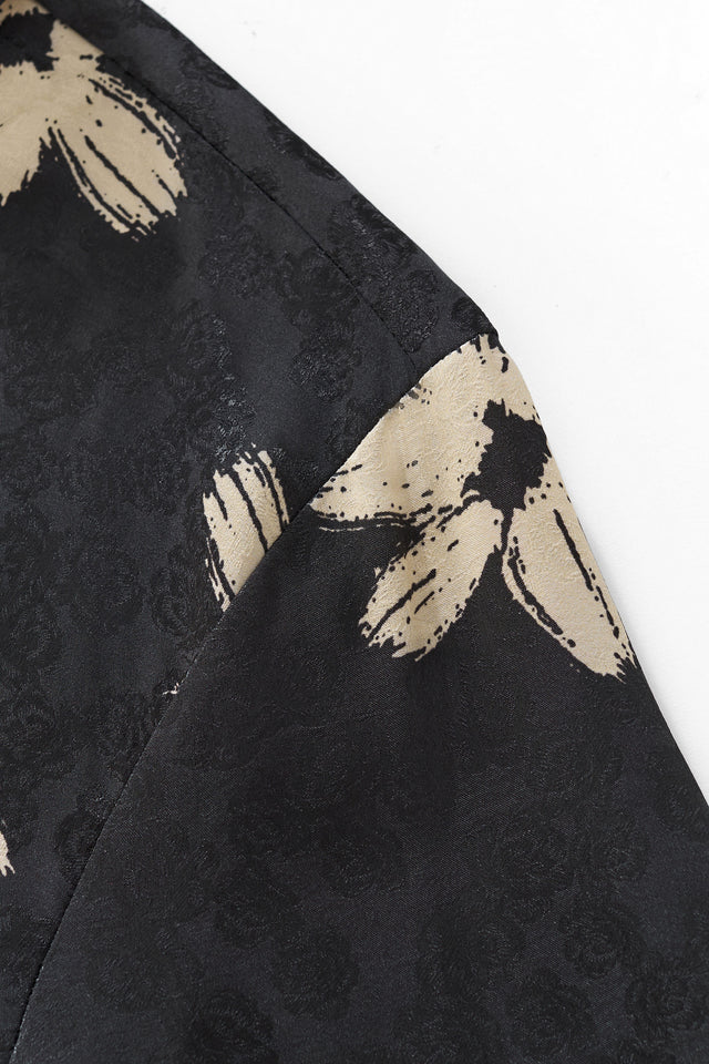 Barocco Brush Bloom Shirt-Black