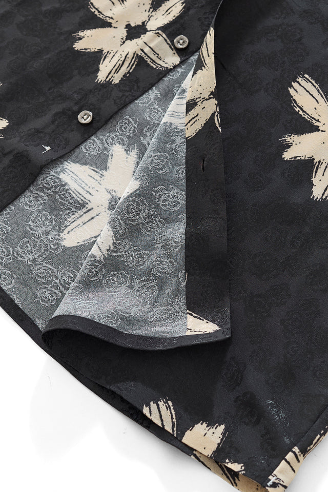 Barocco Brush Bloom Shirt-Black