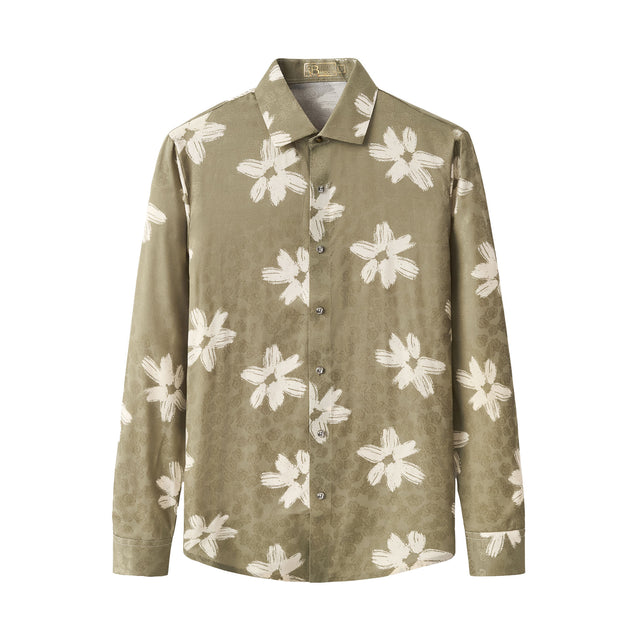 Barocco Brush Bloom Shirt-Green