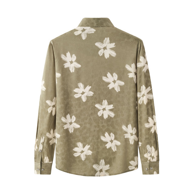 Barocco Brush Bloom Shirt-Green