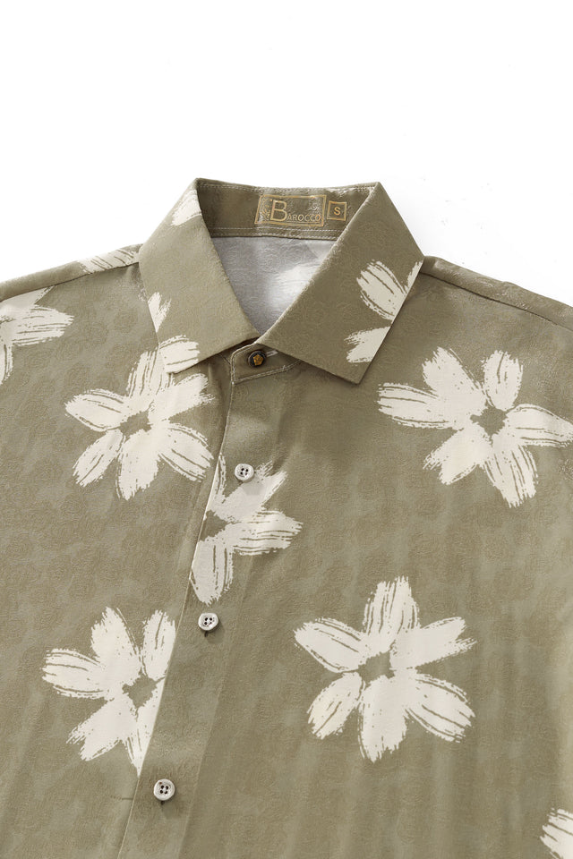 Barocco Brush Bloom Shirt-Green