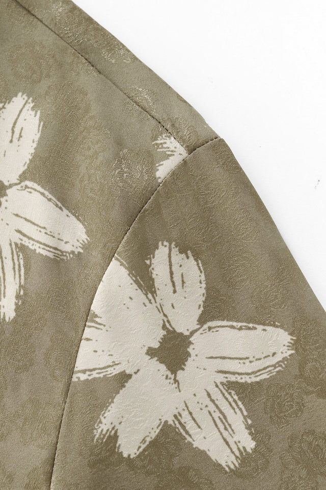 Barocco Brush Bloom Shirt-Green