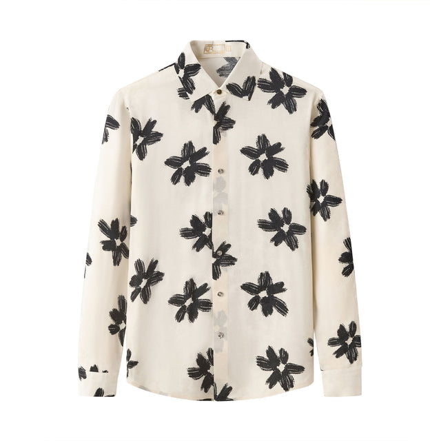 Barocco Brush Bloom Shirt-Ivory