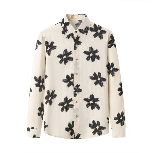 Barocco Brush Bloom Shirt-Ivory