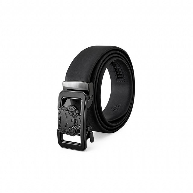 Barocco Flat Leather Lion Auto BKL Belt – Gunmetal GUN/BLACK