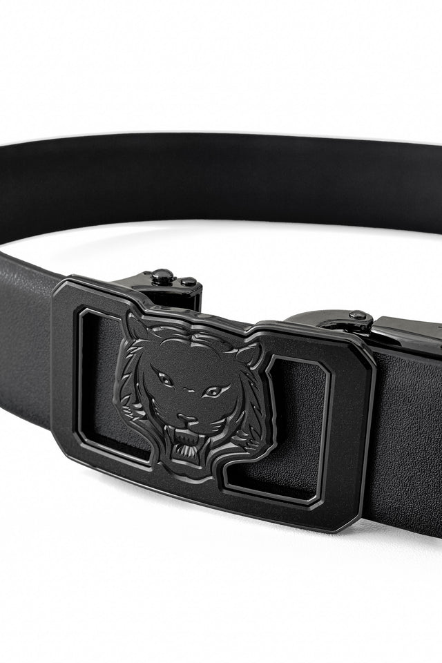 Barocco Flat Leather Lion Auto BKL Belt – Gunmetal GUN/BLACK