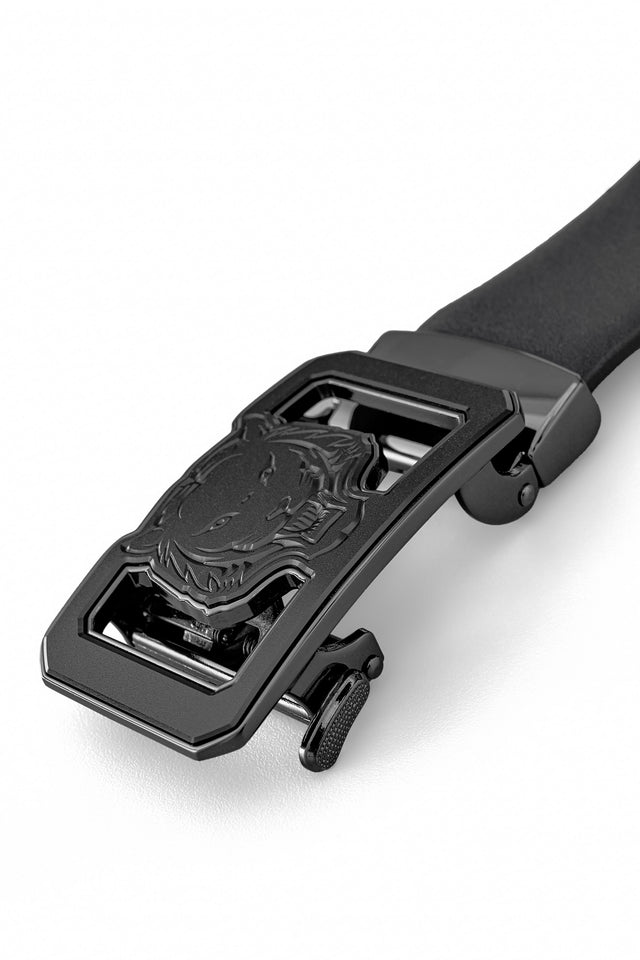 Barocco Flat Leather Lion Auto BKL Belt – Gunmetal GUN/BLACK