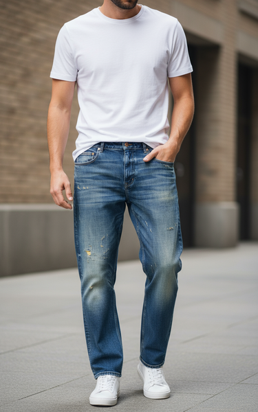 Invisible Scars Blue Sand Relaxed Straight Fit Jean