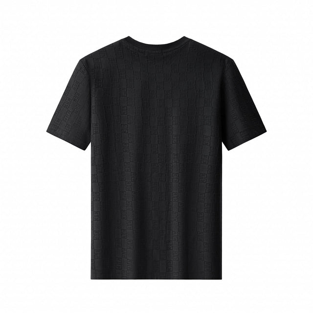 Barocco Embossed Greek Key Texture Tee–El Baron Black