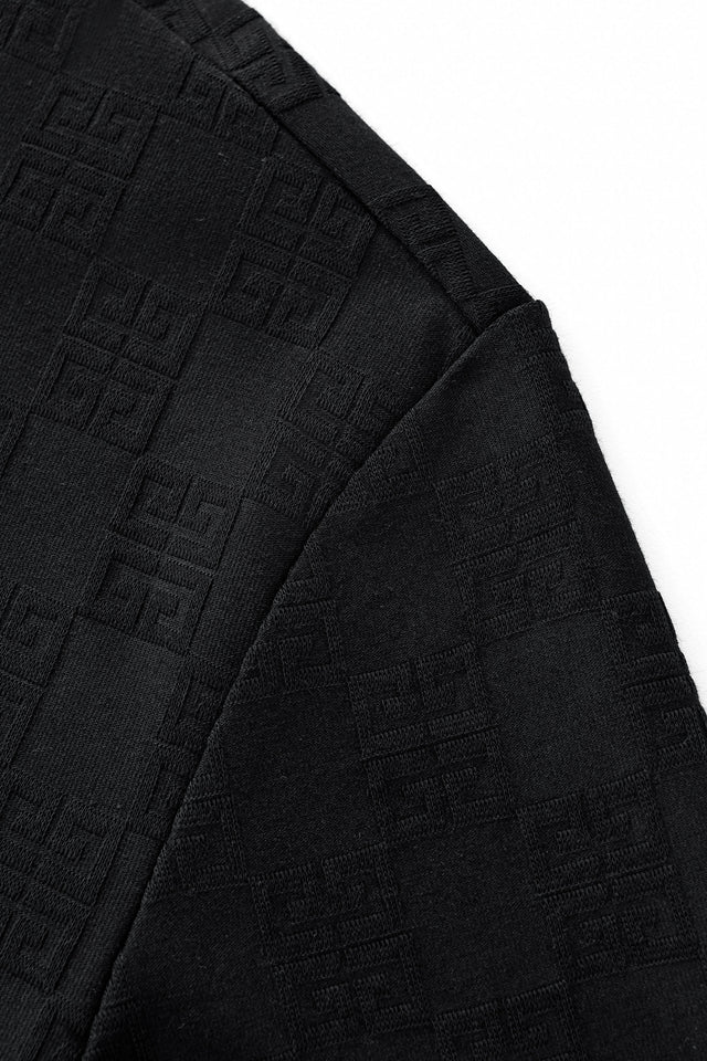 Barocco Embossed Greek Key Texture Tee–El Baron Black