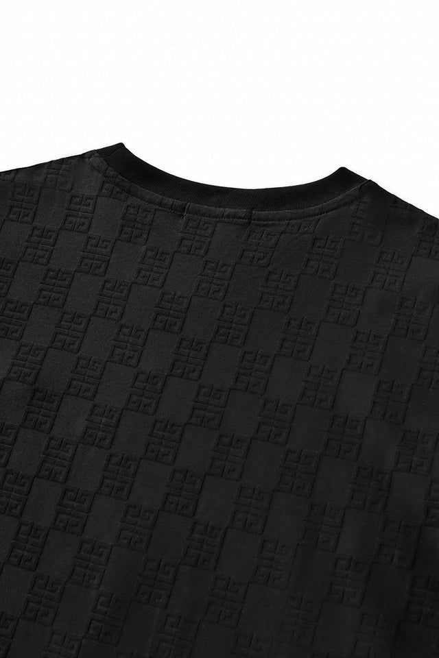 Barocco Embossed Greek Key Texture Tee–El Baron Black
