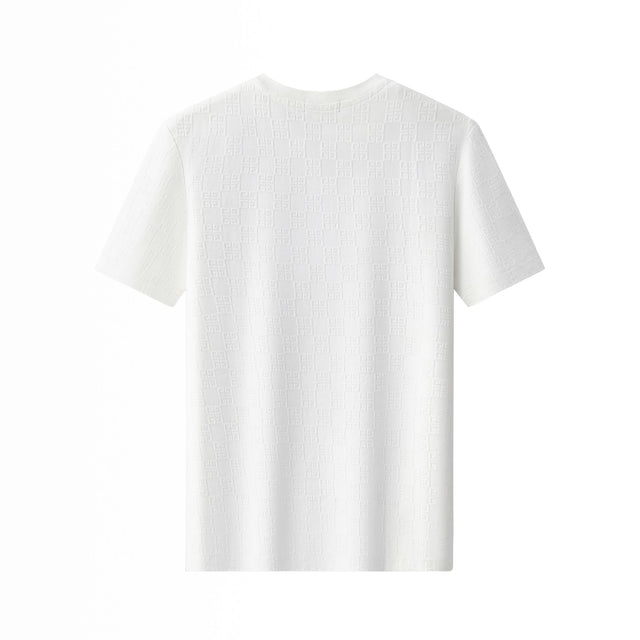 Barocco Embossed Greek Key Texture Tee–El Baron White