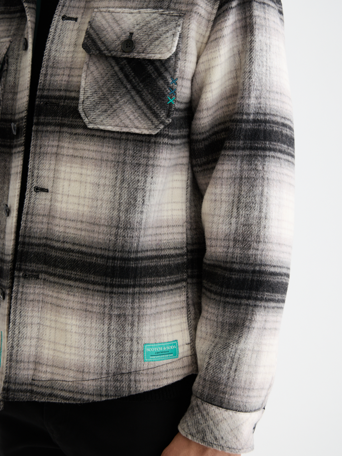 Scotch & Soda Check Overshirt-Dark Grey Check