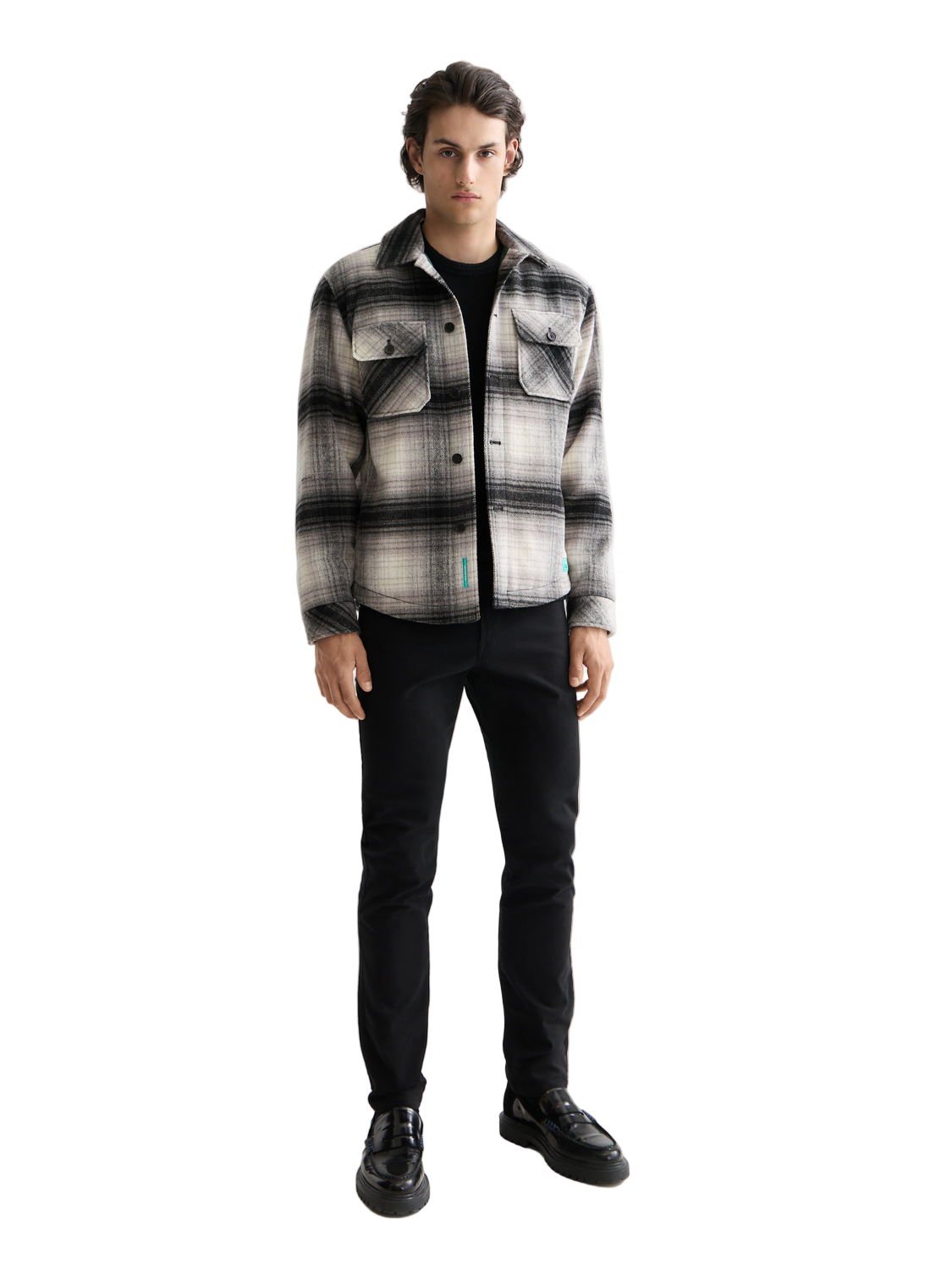 Scotch & Soda Check Overshirt-Dark Grey Check