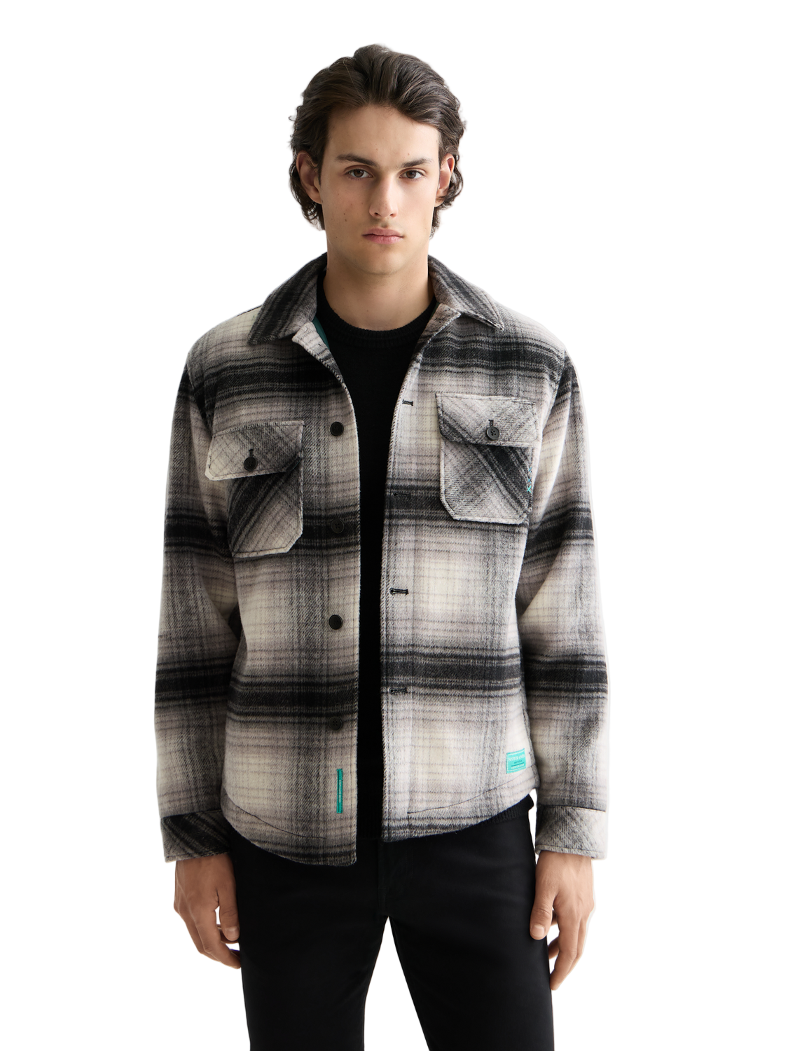 Scotch & Soda Check Overshirt-Dark Grey Check