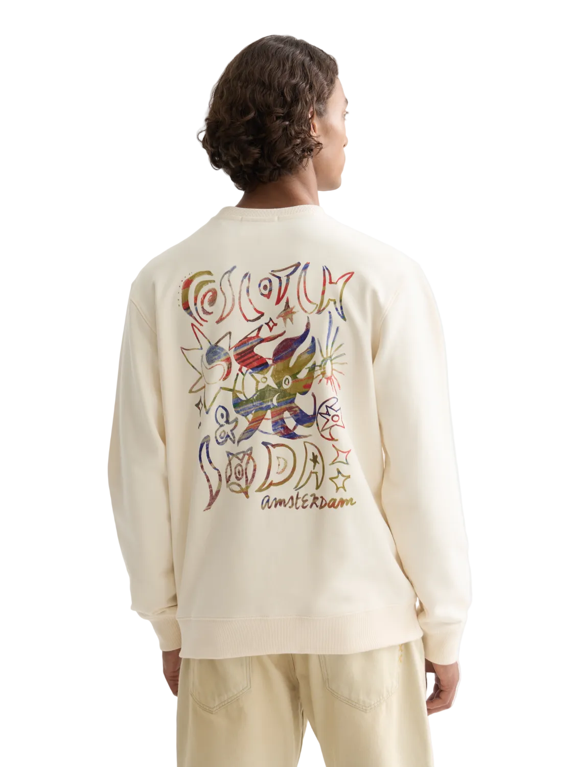 Scotch & Soda Front And Back Artwork Regular-Fit Sweatshirt-Eggnog