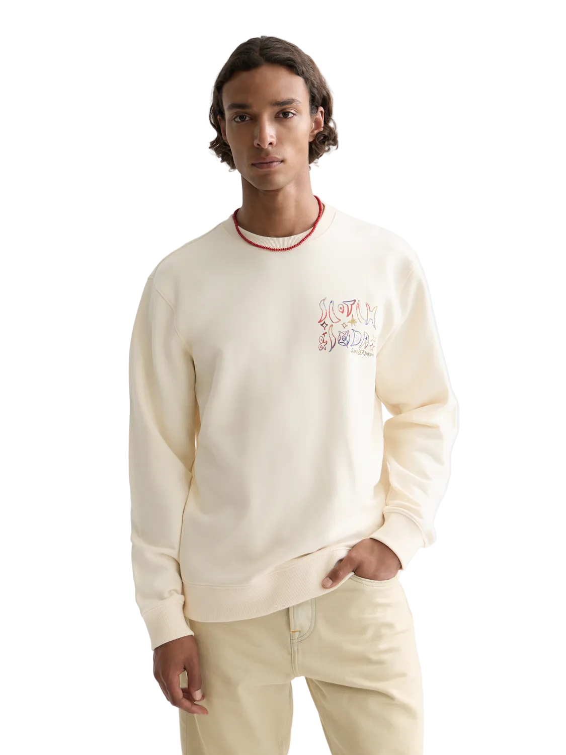Scotch & Soda Front And Back Artwork Regular-Fit Sweatshirt-Eggnog