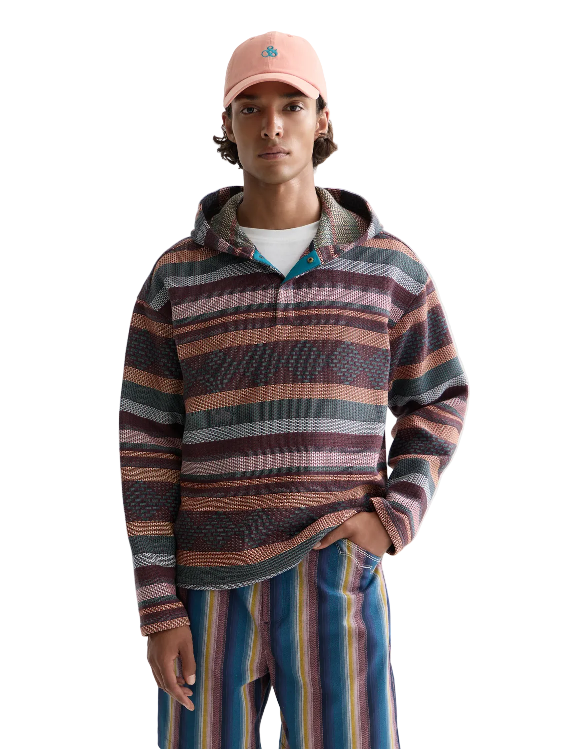 Scotch & Soda Jacquard Relaxed-Fit Hoodie-Pixel Stripe Jacquard