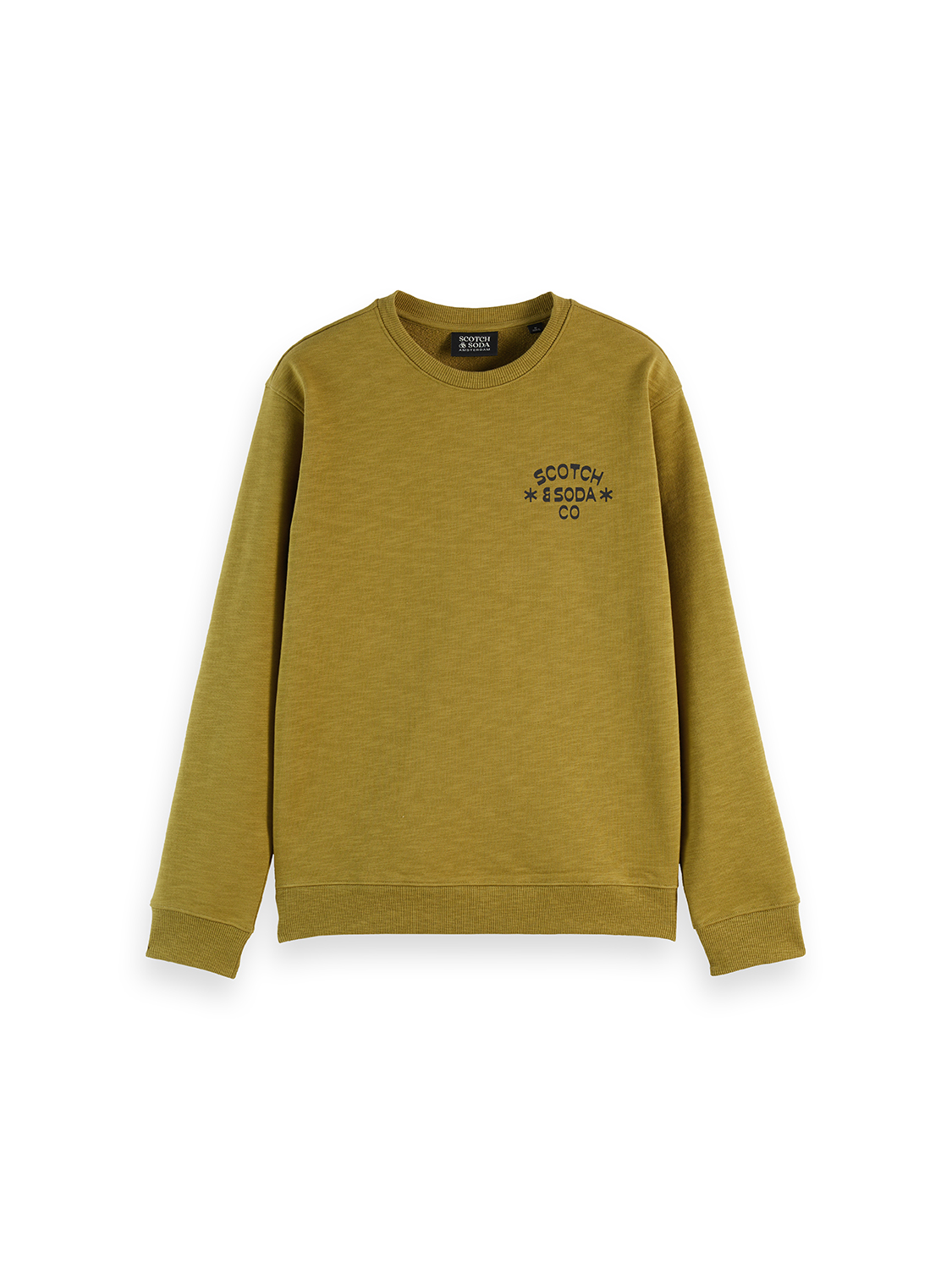 Scotch & Soda Chest Logo Regular Fit Sweatshirt-Green Moss