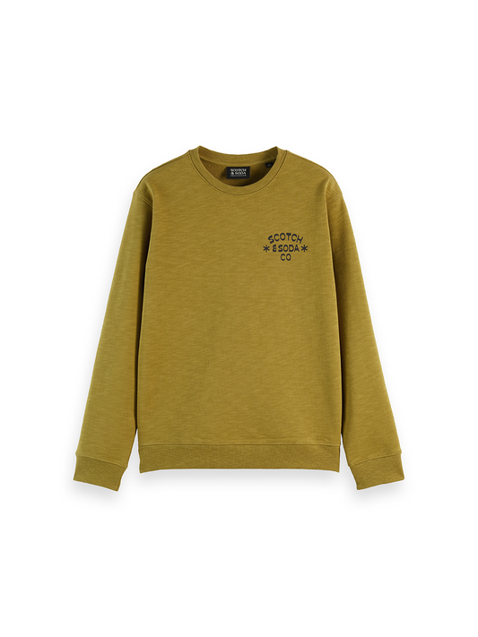 Scotch & Soda Chest Logo Regular Fit Sweatshirt-Green Moss