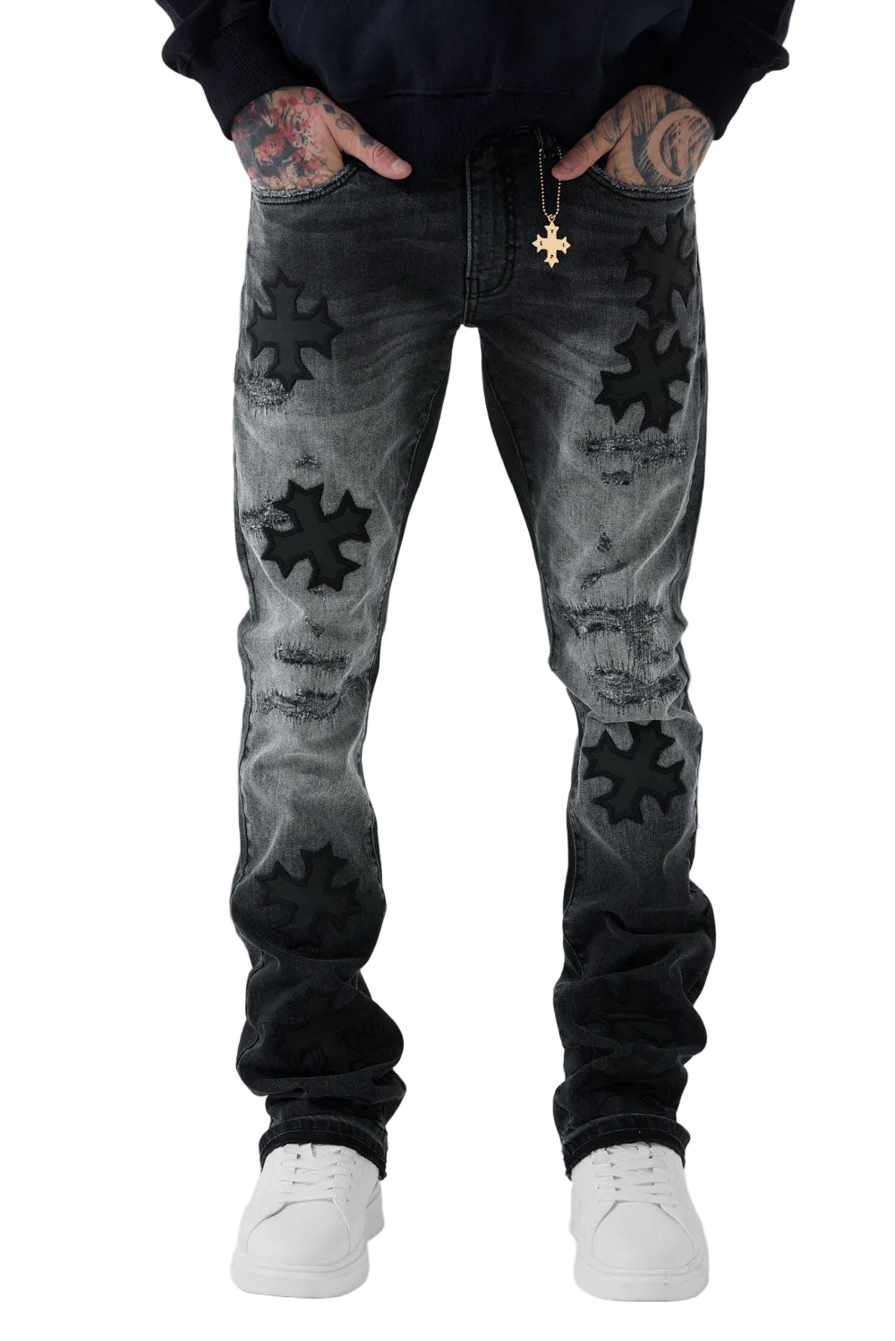 See You In Paradise Super Skinny Stacked Eden Denim - Black Shadow