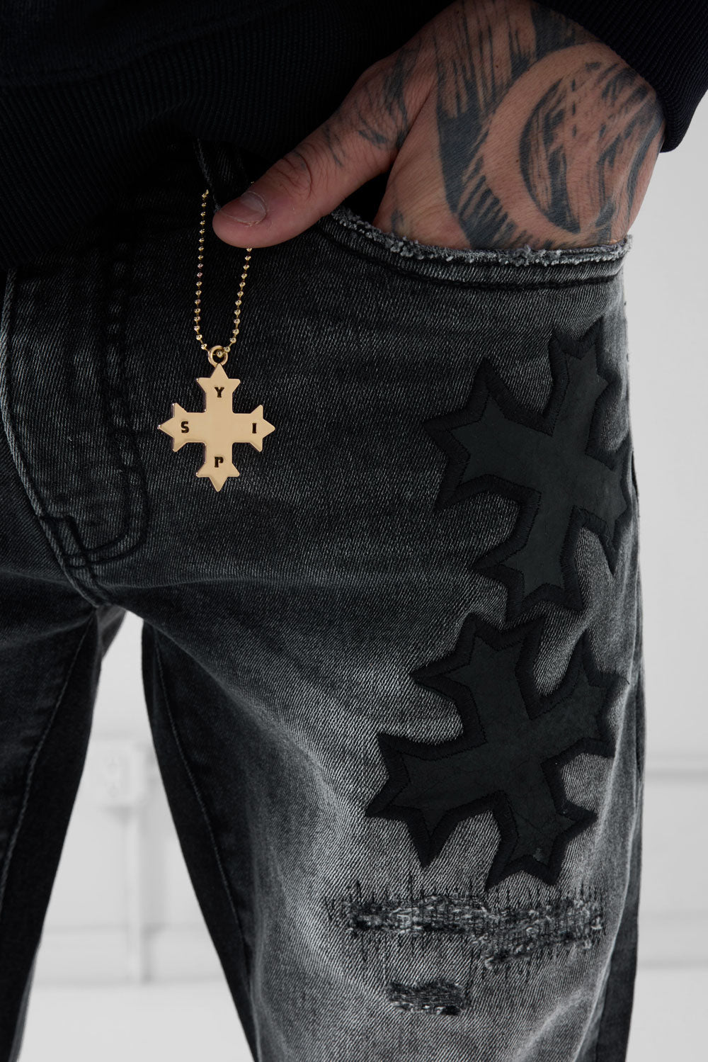 See You In Paradise Super Skinny Stacked Eden Denim - Black Shadow