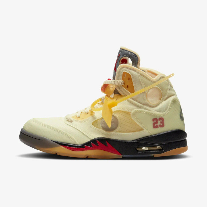 Nike Air Jordan 5 Retro "Off-White Sail" - Fire Red-Muslin-Black