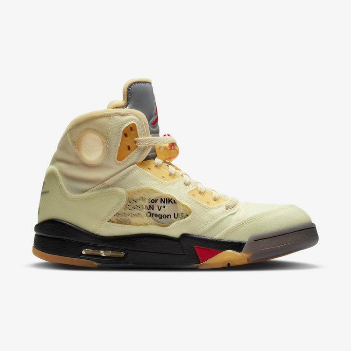 Nike Air Jordan 5 Retro "Off-White Sail" - Fire Red-Muslin-Black