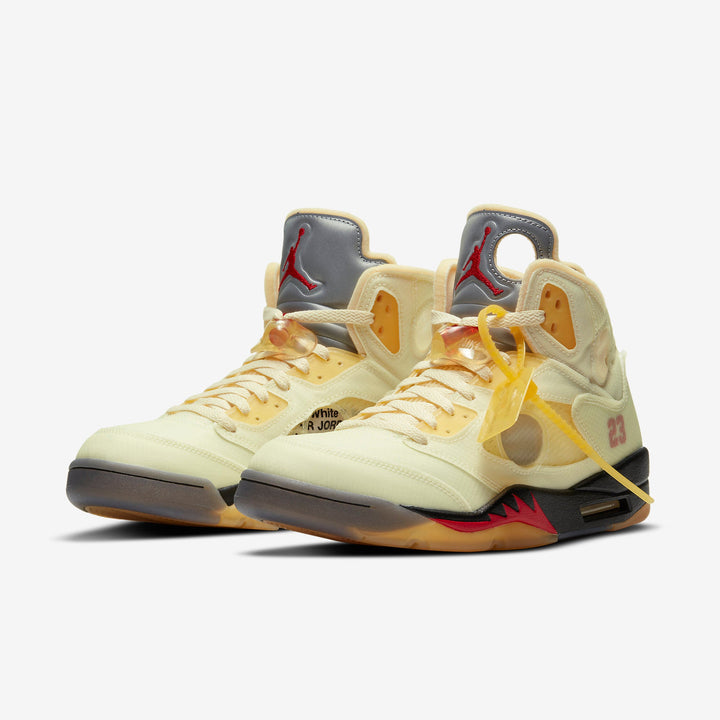 Nike Air Jordan 5 Retro "Off-White Sail" - Fire Red-Muslin-Black