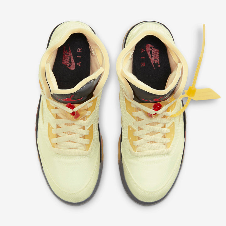 Nike Air Jordan 5 Retro "Off-White Sail" - Fire Red-Muslin-Black