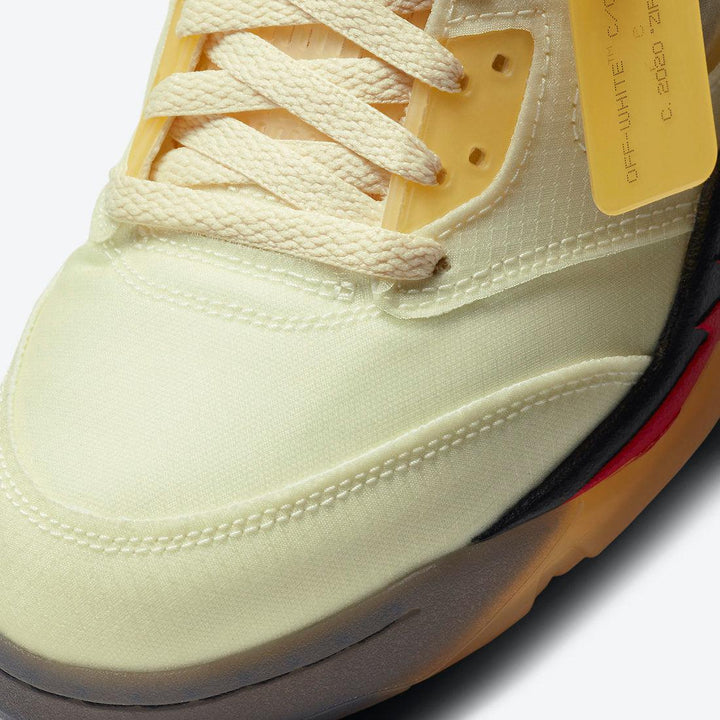 Nike Air Jordan 5 Retro "Off-White Sail" - Fire Red-Muslin-Black