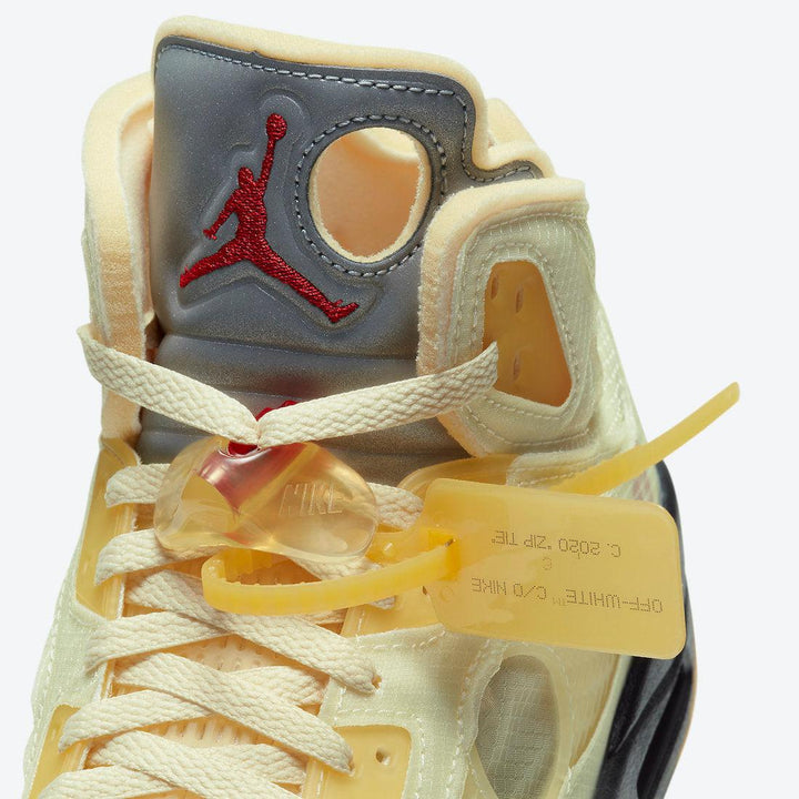 Nike Air Jordan 5 Retro "Off-White Sail" - Fire Red-Muslin-Black