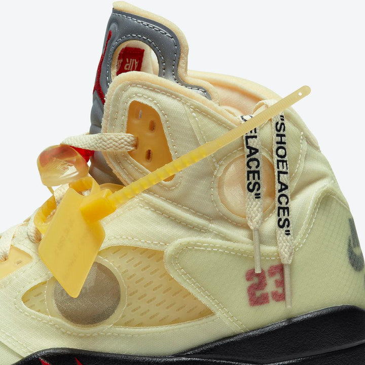 Nike Air Jordan 5 Retro "Off-White Sail" - Fire Red-Muslin-Black