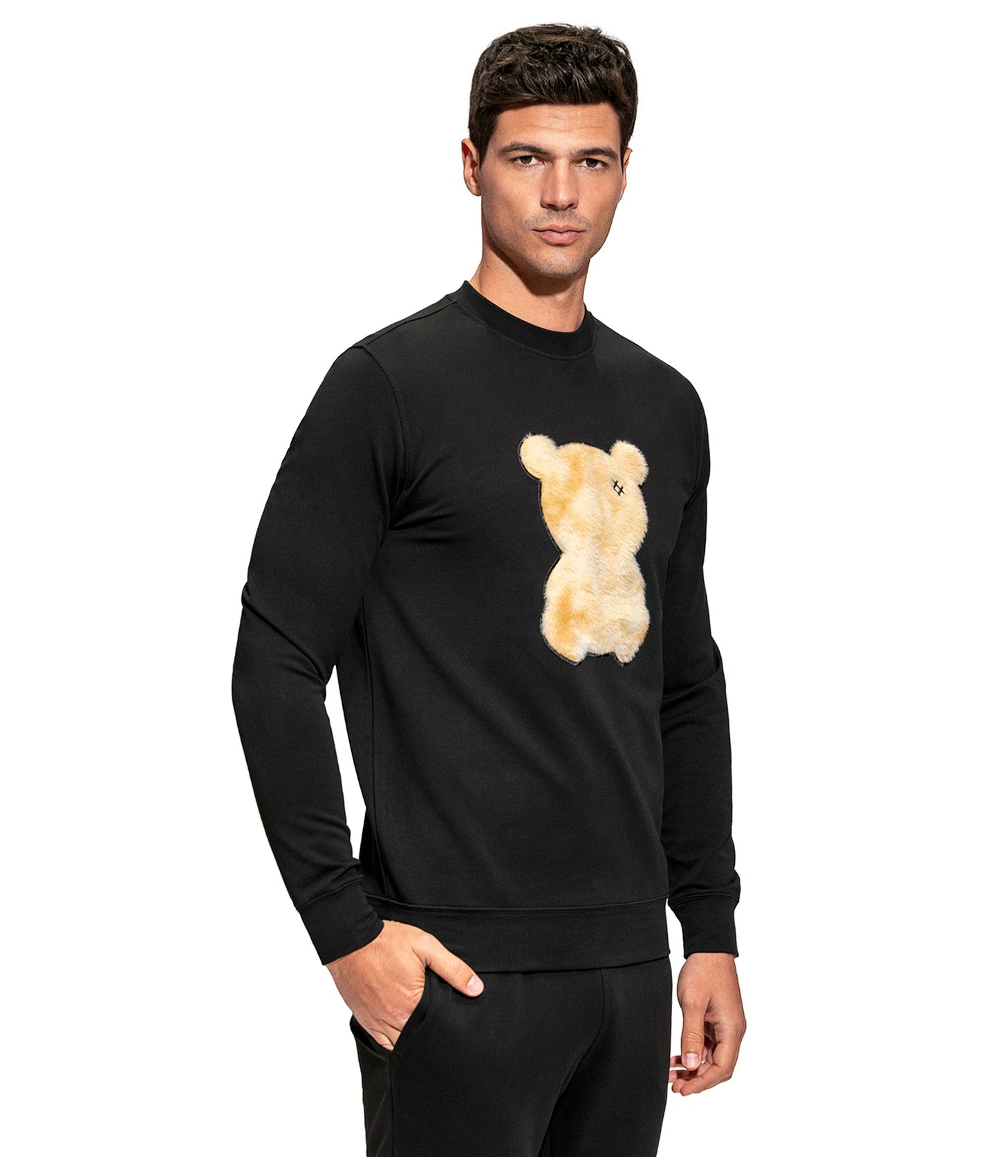 Messy Teddy Elmer FT Crew Sweater - Black