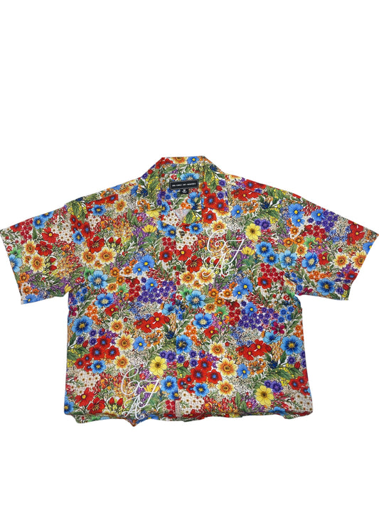 GFA Blossom Woven Knit Button Up T-Shirt-Bright White