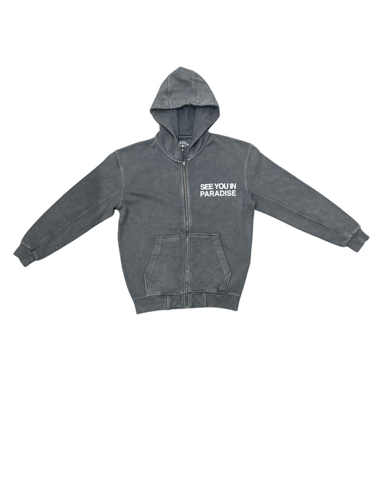 See You In Paradise Zip-Up Sweater - Charcoal Wash