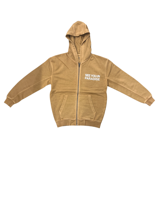 See You In Paradise Zip-Up Sweater -Mocha Wash