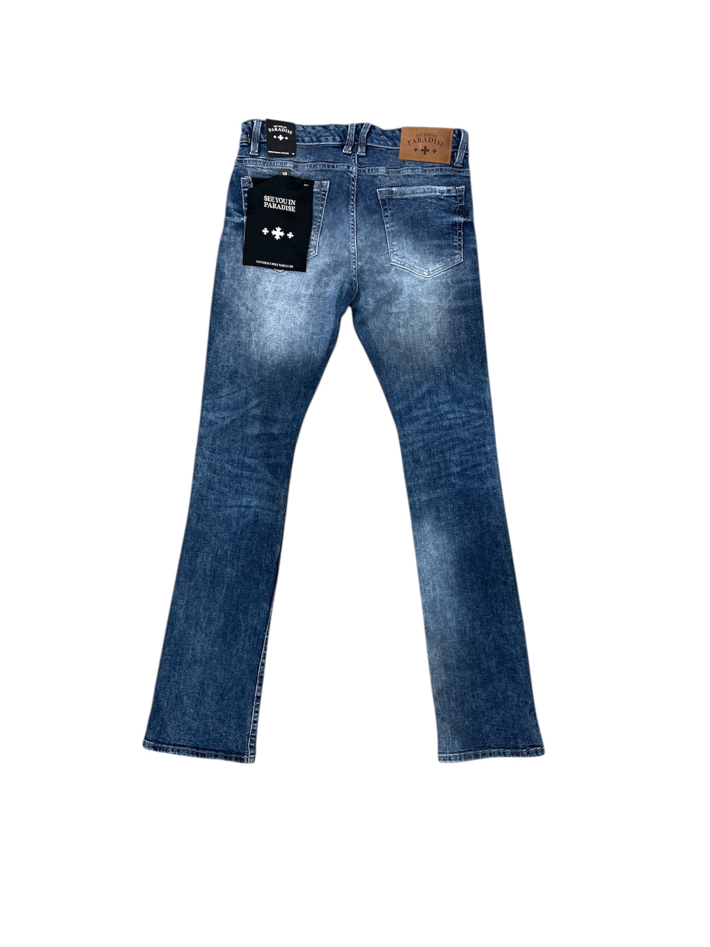 See You In Paradise Super Skinny Stacked Jeans-Aged Wash