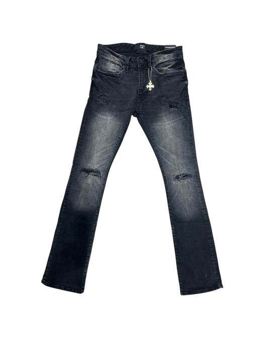 See You In Paradise Super Skinny Stacked Jeans-Black Shadow